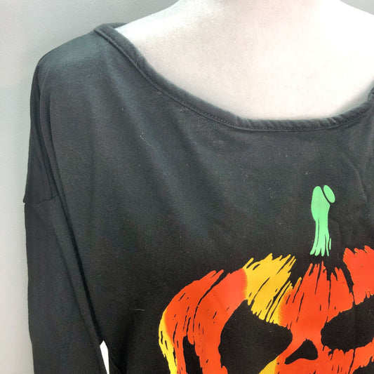 Lyxiof Womens Medium Black Sweatshirt Halloween Jack-o-Lantern Pumpkin