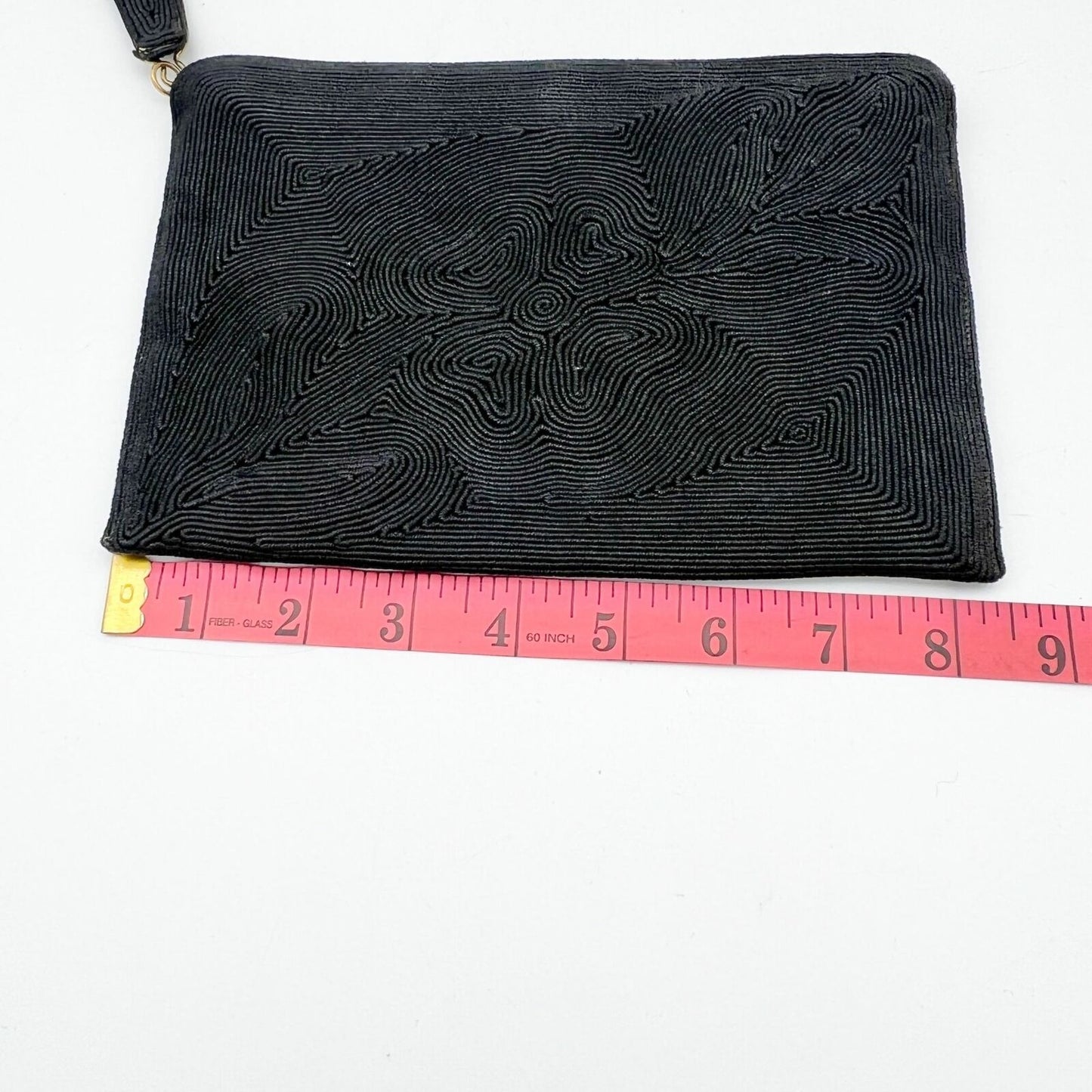 Black Wristlet Floral Design 8.5x6 in Zip Closure Elegant