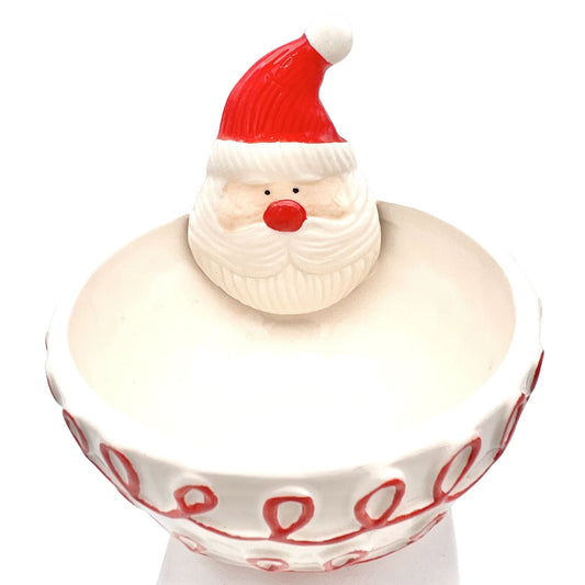 Deck the Halls, Ya'll Santa Bowl 5 x 4.5 White with Red Accents