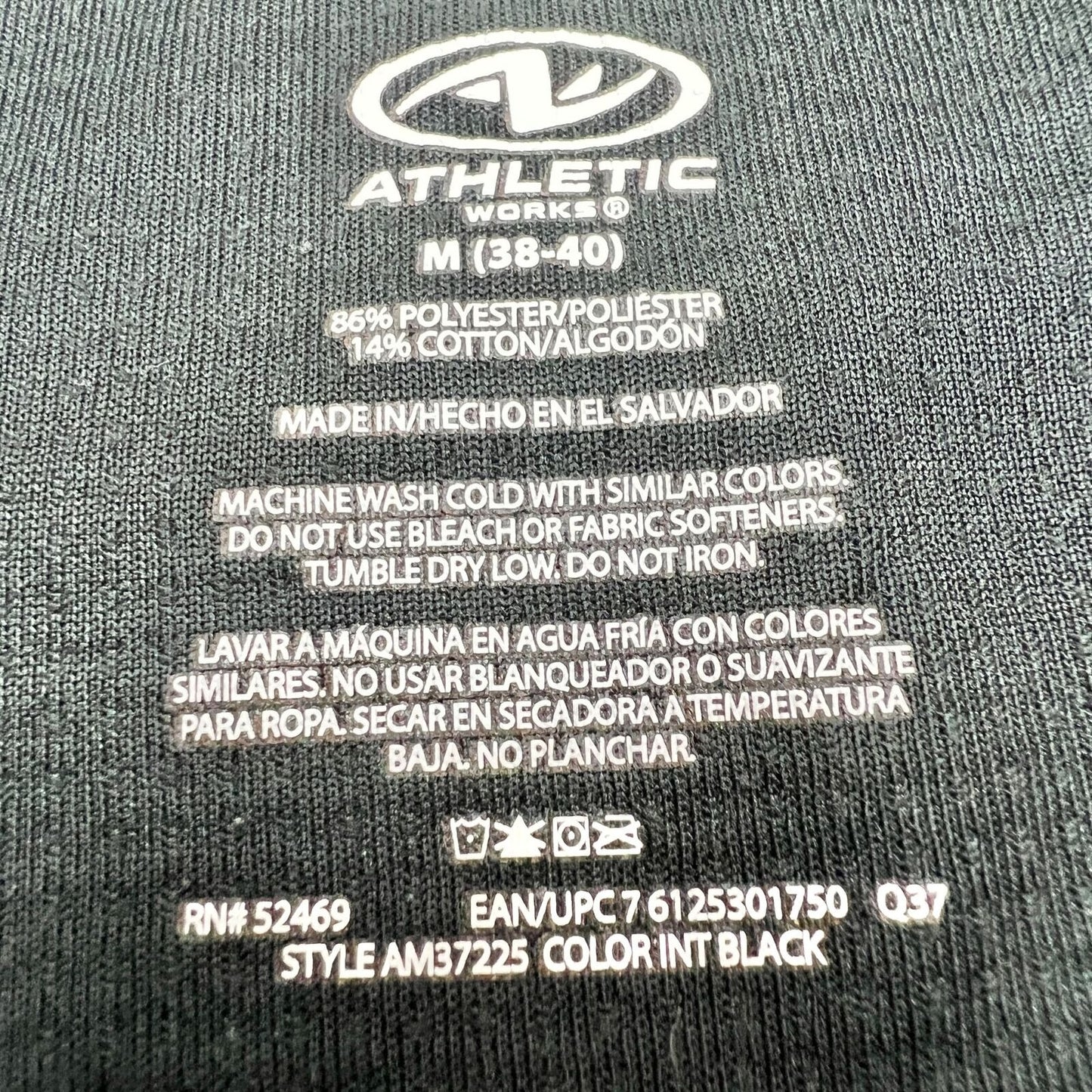 Athletic Works Shirt Dri Works Medium 38-40 Black Long Sleeve