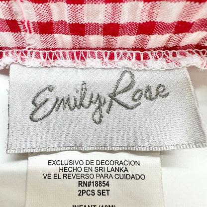 Emily Rose Infant 2-Piece Dress Set Size 18m Red White Gingham Watermelon Button