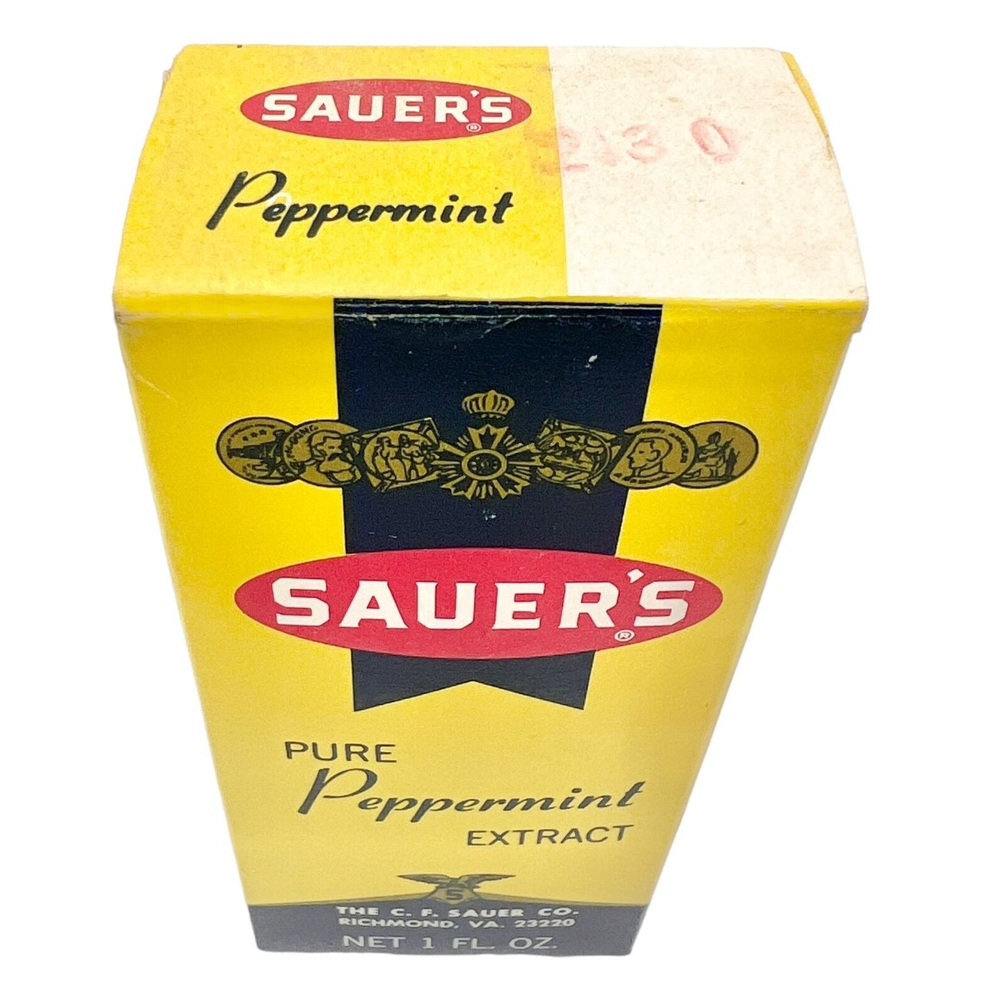 Vintage Sauer's Pure Peppermint Extract NIB 1 fl oz