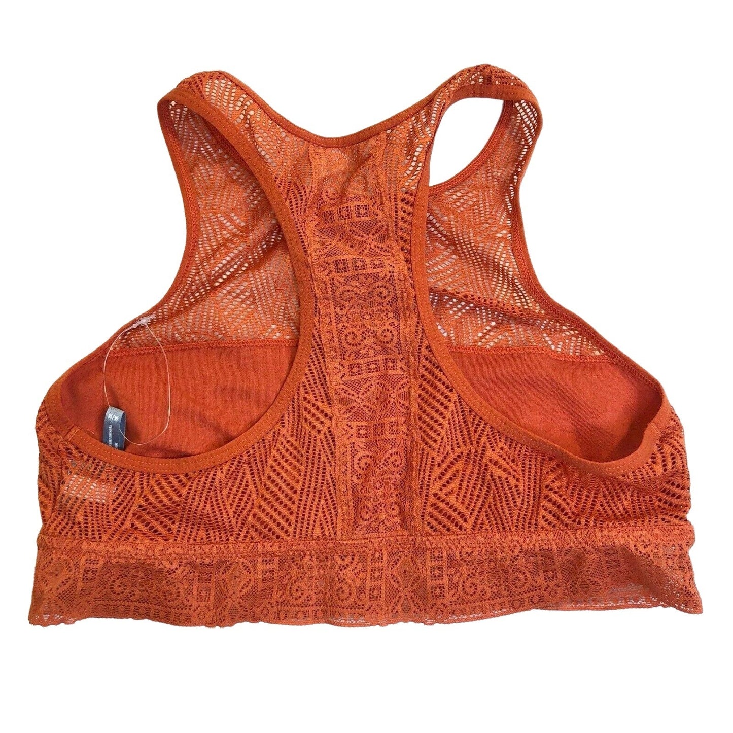 Aerie Burnt Orange Lace-Look Sports Bra Medium Racerback NWOT