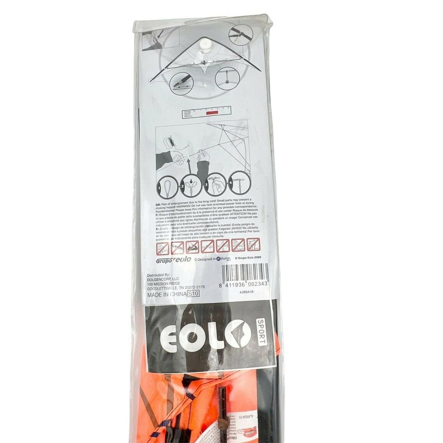 Eolo-Sport Try Orange Stunt Kite 37x15in Dual Control NEW