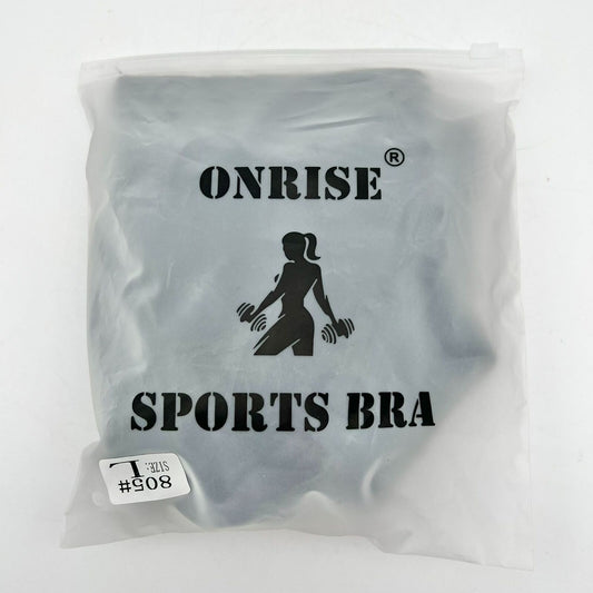 Onrise Sports Bra Women's Large Black Adjustable Straps Front Zip NIP