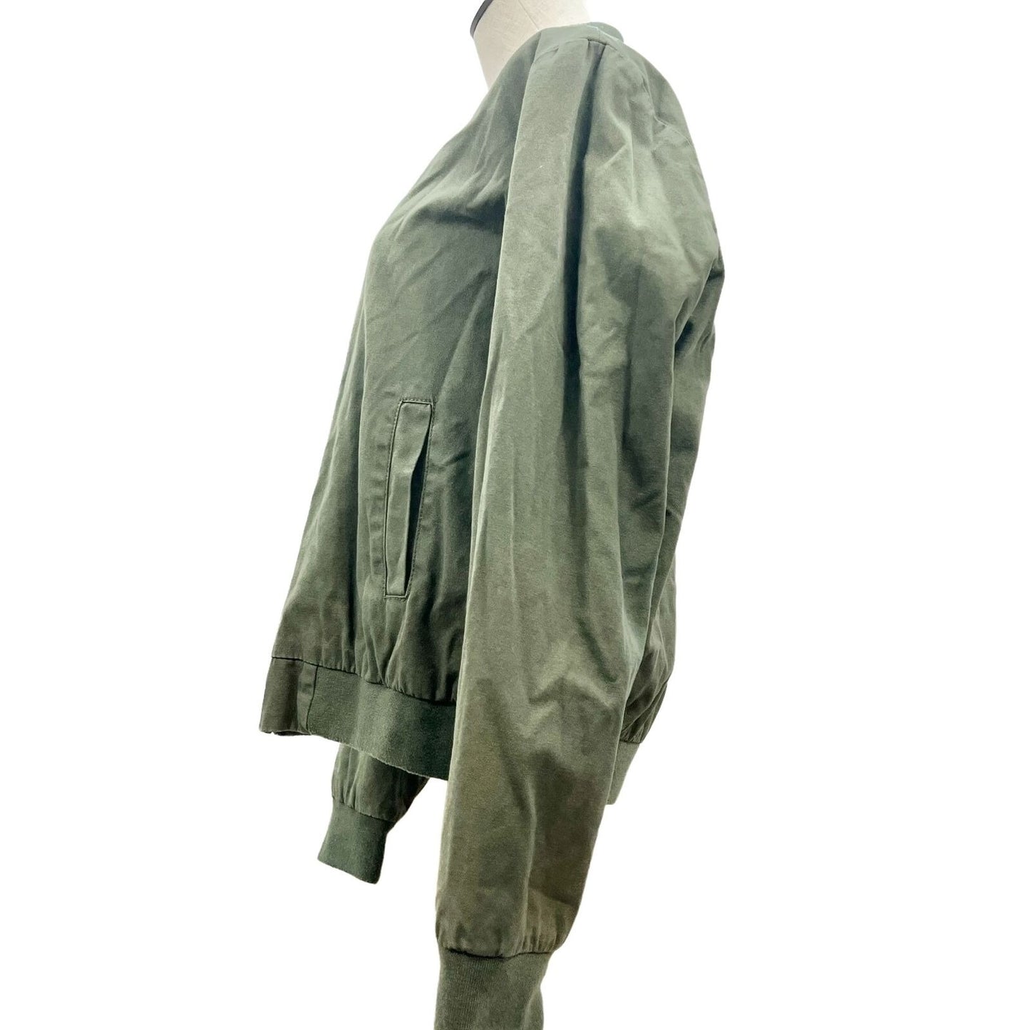 Brandy Melville Jacket Olive Green Womens Small Lightweight Zip Up Pockets