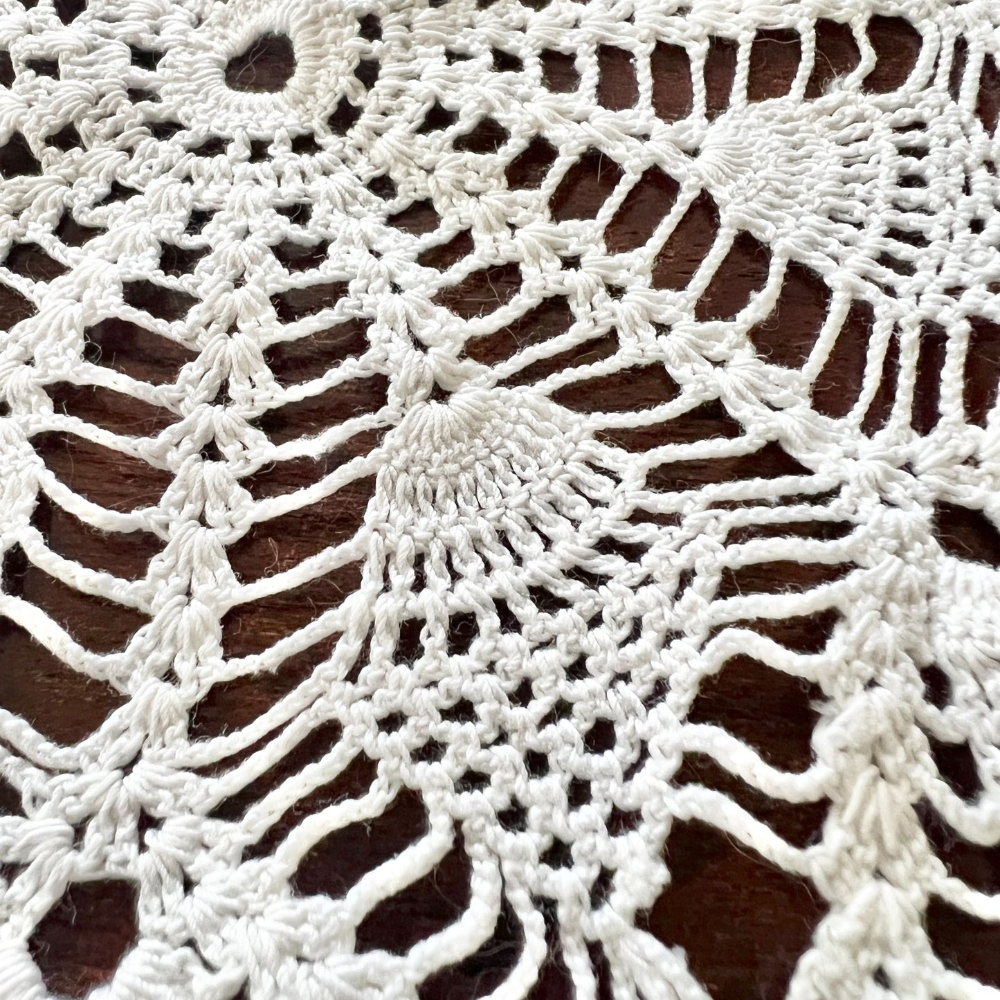 Vintage Doily 12 in round Ivory Hand Crochet Classic