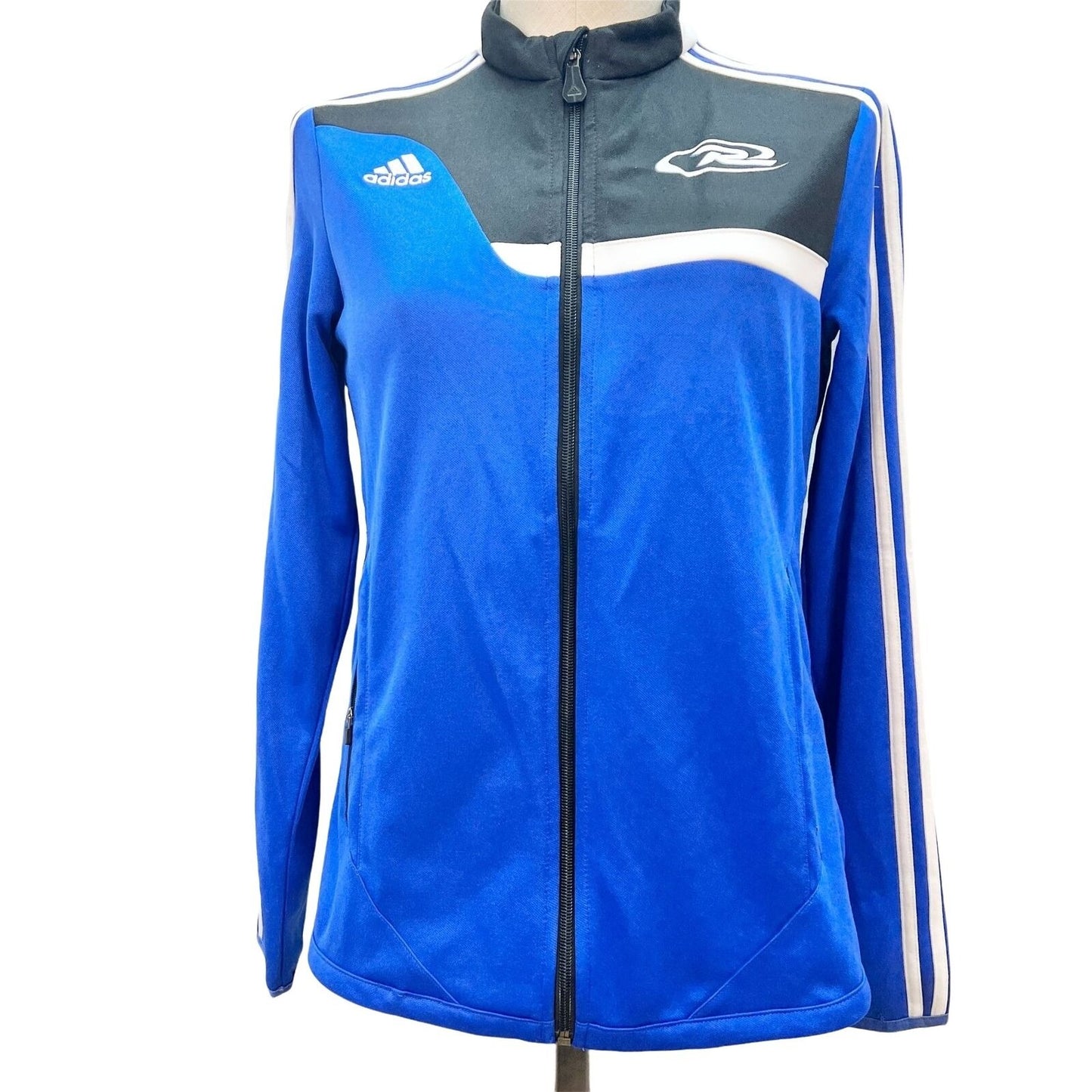 Adidas Womens Small Blue Black White Zip Up Sports Jacket Climacool