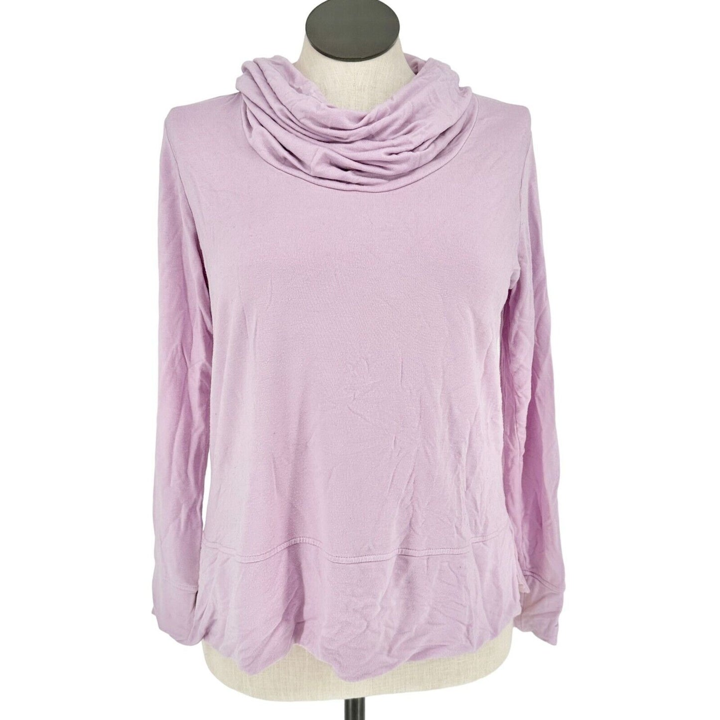 Green Tea Pullover Women's Large Lilac Cowl Neck Long Sleeve