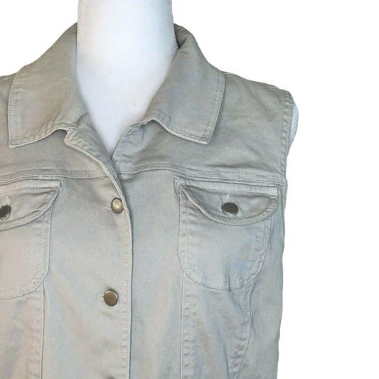 Susquehanna Trail Outfitters Fits Like L/XL Beige Denim Vest Pockets Style