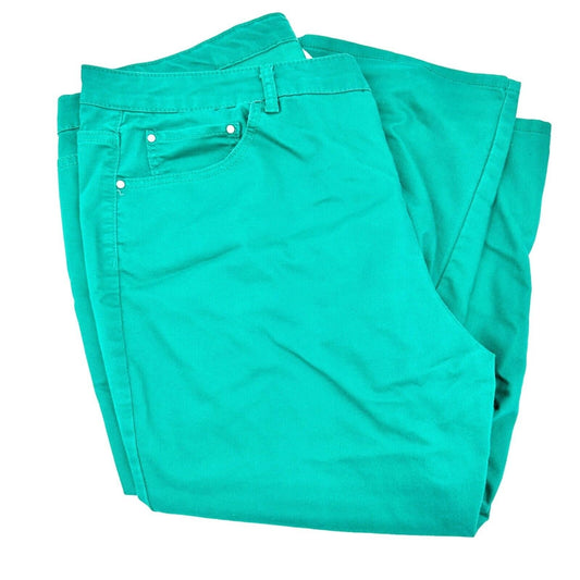 Jaclyn Smith Capri Women's 18W Green 5 Pocket Zip Button Closure 22 inch inseam