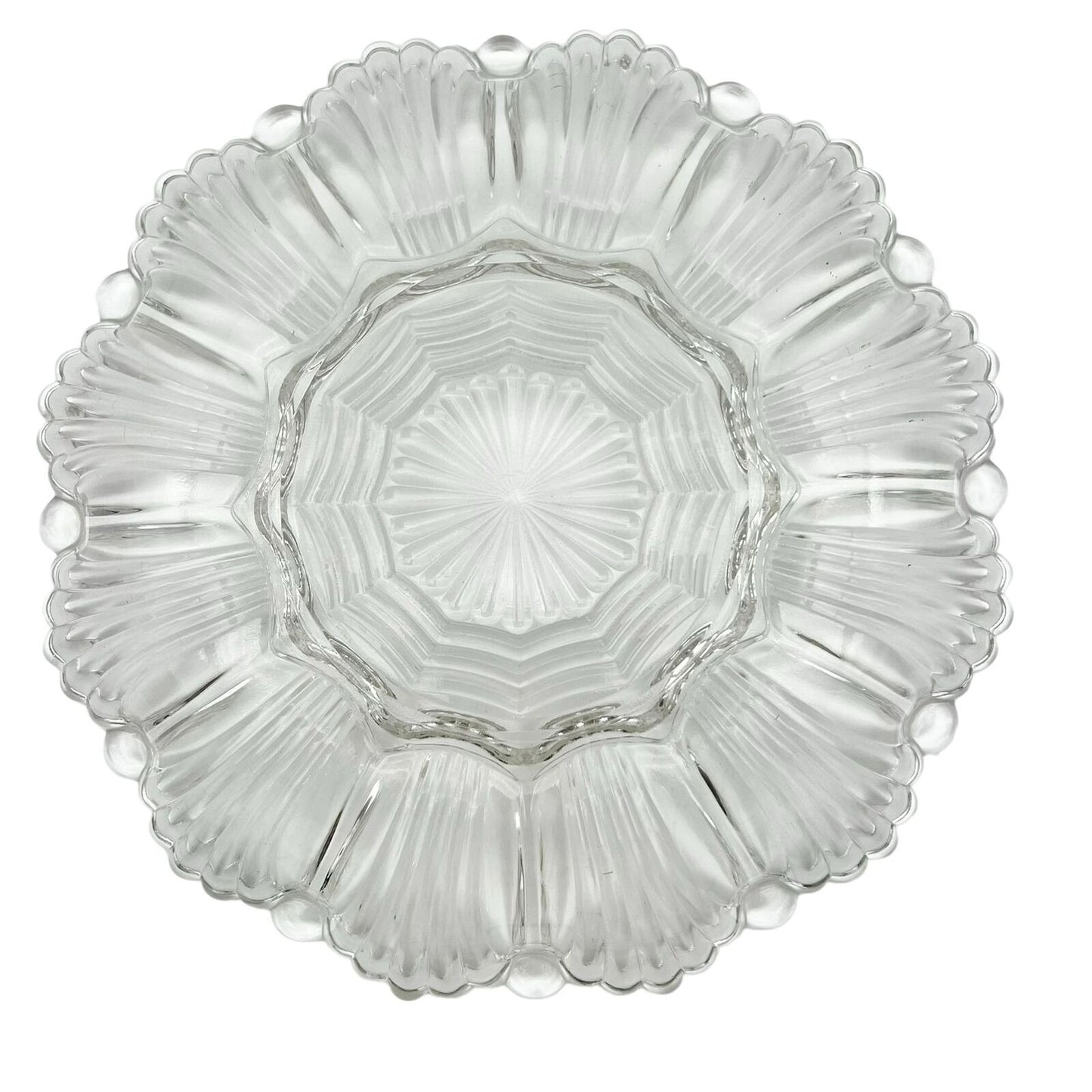 Vintage Deviled Egg Plate 10 inch Clear Glass Round