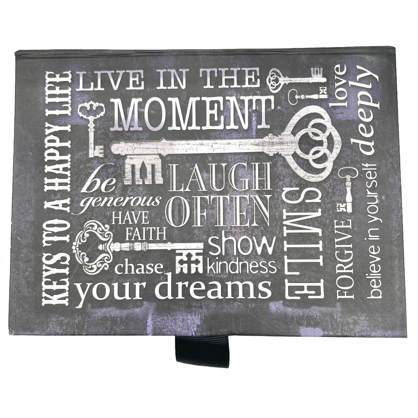 Decorative Box 5.5x7.5x1.5 Black Key to A Happy Life Smile