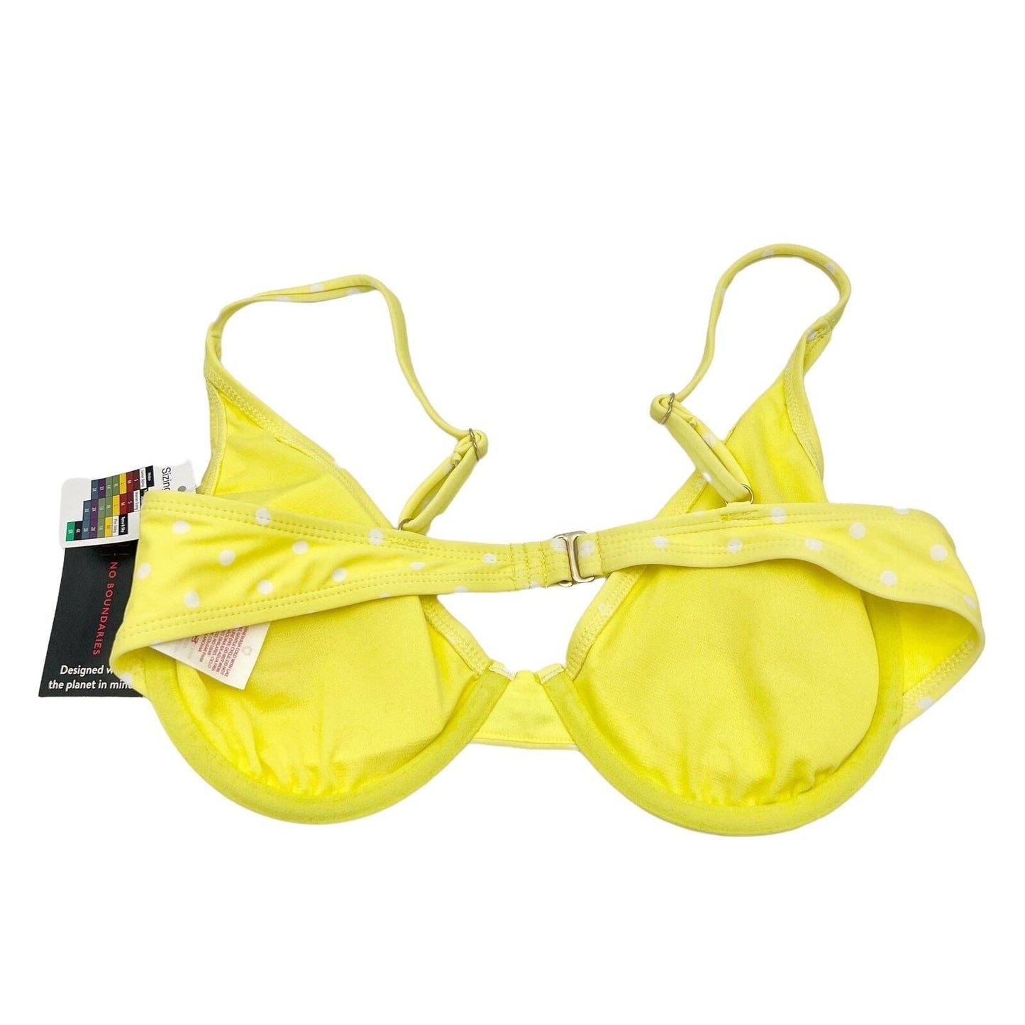 No Boundaries Medium 7-9 Yellow White Dot Underwire Bikini Top Juniors NWT