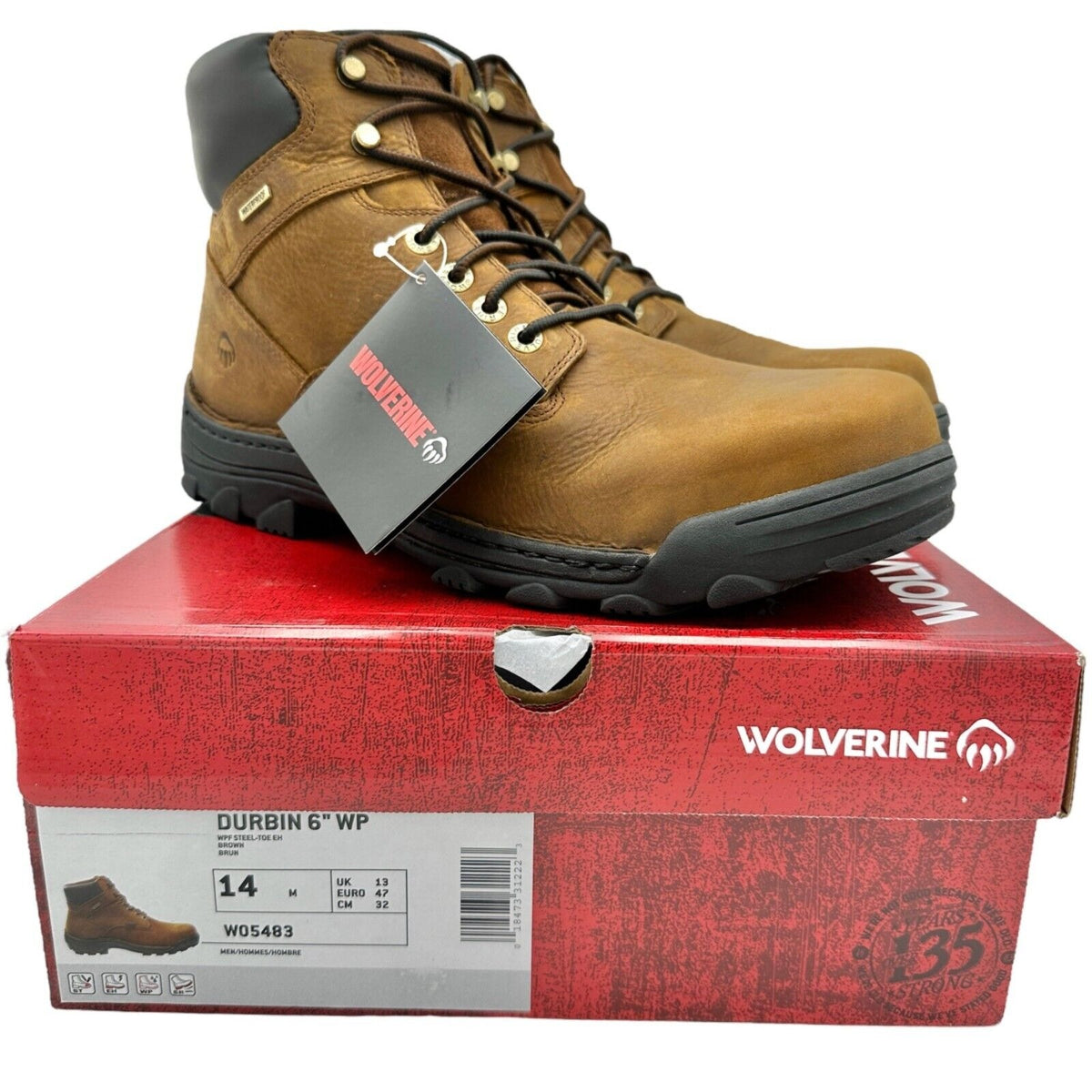 Wolverine Mens Durbin Waterproof 6Inch Work Boot shoes size 12 Wolverine Men main image 2