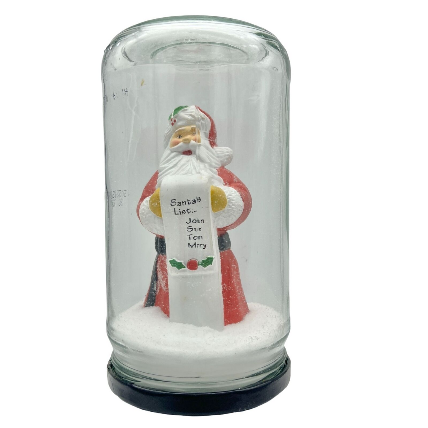 Handcrafted Christmas in a Jar 6 x 3.5 Santa with his List Snow