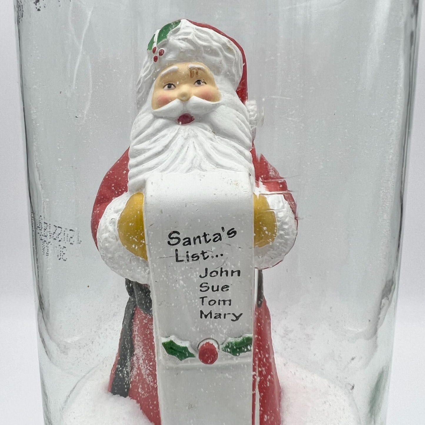 Handcrafted Christmas in a Jar 6 x 3.5 Santa with his List Snow