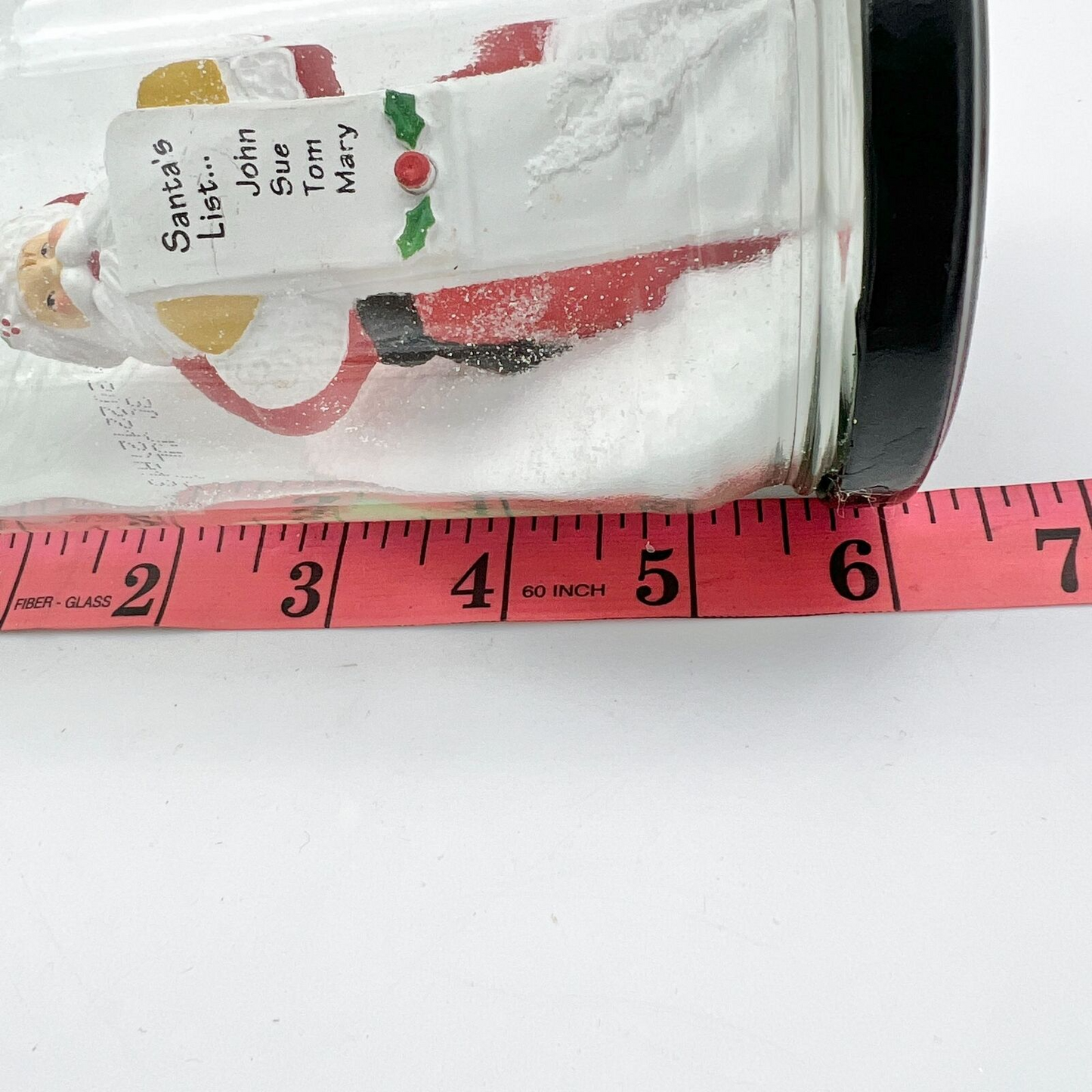 Handcrafted Christmas in a Jar 6 x 3.5 Santa with his List Snow